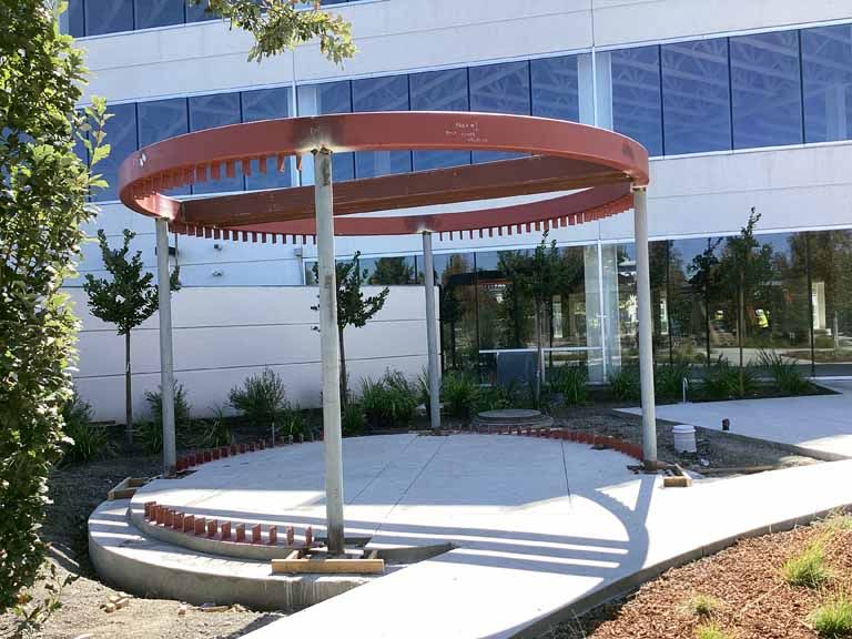 Erection of Tube Steel for AirBNB Canopy at Great American Parkway Office